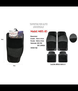 Tappetino Universale Da Auto Pvc Camoscio Anteriore Posteriore 4pz Maxtech Mats-03         
