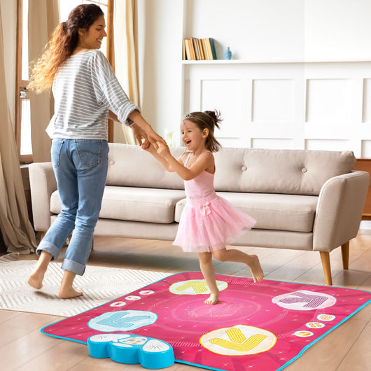 Tappetino da ballo divertente per bambini gioco di danza con segui-le-luci, Tappetino da ballo gioco di memoria Rosa-Divertimenti musicali