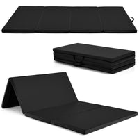 Tappetino da ginnastica con 2 maniglie e 4 pannelli, Materassino pieghevole per yoga fitness allenamento Nero-Tappetini ginnastica e yoga