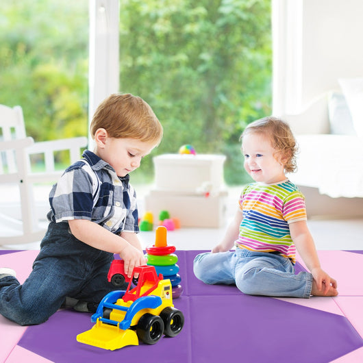 Tappetino da palestra pieghevole, 4 Pannelli in pelle PU con gancio maniglie trasportabili Viola-Tappetini ginnastica e yoga