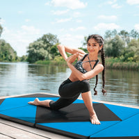 Tappetino ginnastica pieghevole, Tappetino per tumbling in pelle PU con chiusure a strappo 240x117x5cm Blu e Nero-Tappetini ginnastica e yoga