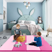 Tappetino per ginnastica pieghevole a 4 pannelli con maniglie chiusure a strappo-Tappetino in ecopelle 300x117cm Rosa-Tappetini ginnastica e yoga