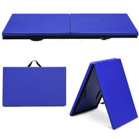 Tappetino yoga pieghevole materassino ginnastica spessore multifunzionale e antiscivolo 180x60x4cm-Tappetini ginnastica e yoga Blu
