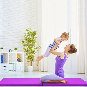 Tappetino yoga pieghevole materassino ginnastica spessore multifunzionale e antiscivolo 180x60x4cm Viola-Tappetini ginnastica e yoga