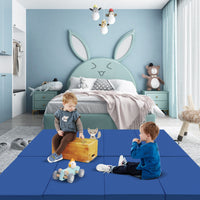 Tappetino per ginnastica pieghevole a 4 pannelli con maniglie chiusure a strappo, Tappetino in ecopelle 300x117cm Blu-Tappetini ginnastica e yoga