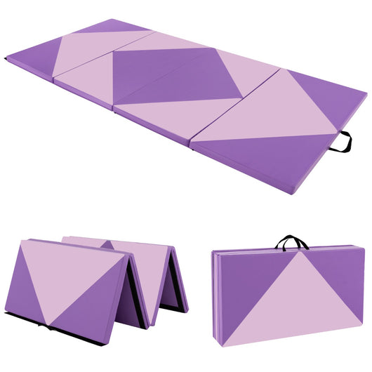 Tappetino per tumbling in pelle PU con chiusure a strappo 240x117x5cm, Tappetino ginnastica pieghevole Rosa e Viola-Tappetini ginnastica e yoga