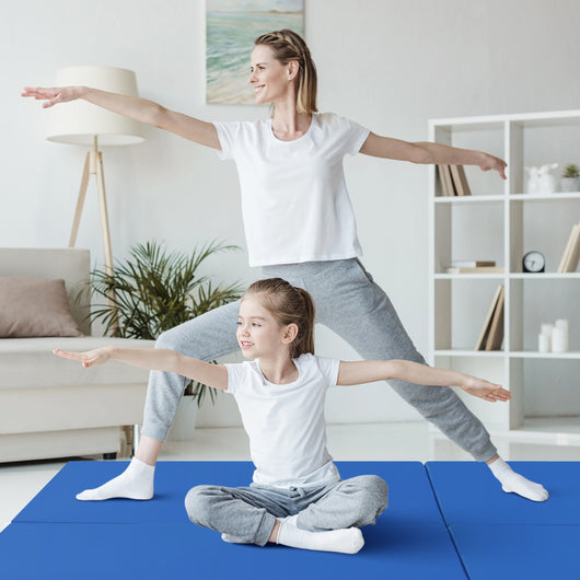 Tappetino yoga pieghevole in pelle PU, Materassino fitness spessore multifunzionale e antiscivolo 180x60x5cm Blu scuro-Tappetini ginnastica e yoga