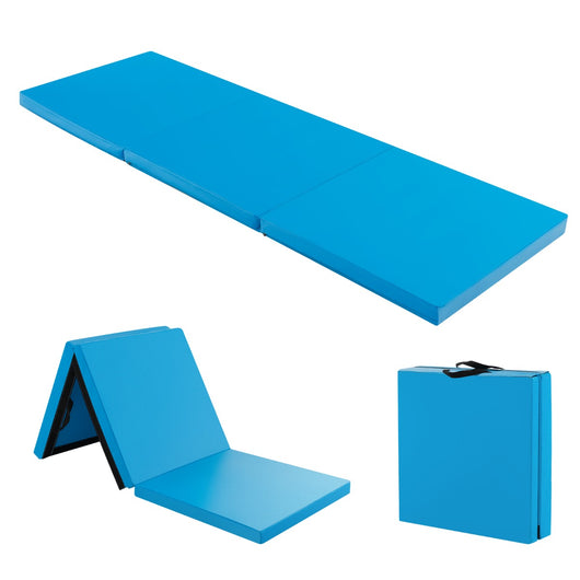 Tappetino yoga pieghevole in pelle PU, Materassino fitness spessore multifunzionale e antiscivolo 180x60x5cm Blu-Tappetini ginnastica e yoga