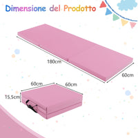 Tappetino yoga pieghevole in pelle PU, Materassino fitness spessore multifunzionale e antiscivolo 180x60x5cm Rosa scuro-Tappetini ginnastica e yoga