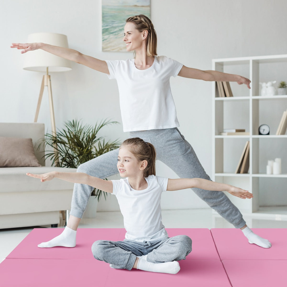 Tappetino yoga pieghevole in pelle PU, Materassino fitness spessore multifunzionale e antiscivolo 180x60x5cm Rosa scuro-Tappetini ginnastica e yoga