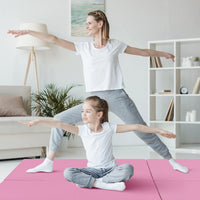 Tappetino yoga pieghevole in pelle PU, Materassino fitness spessore multifunzionale e antiscivolo 180x60x5cm Rosa scuro-Tappetini ginnastica e yoga