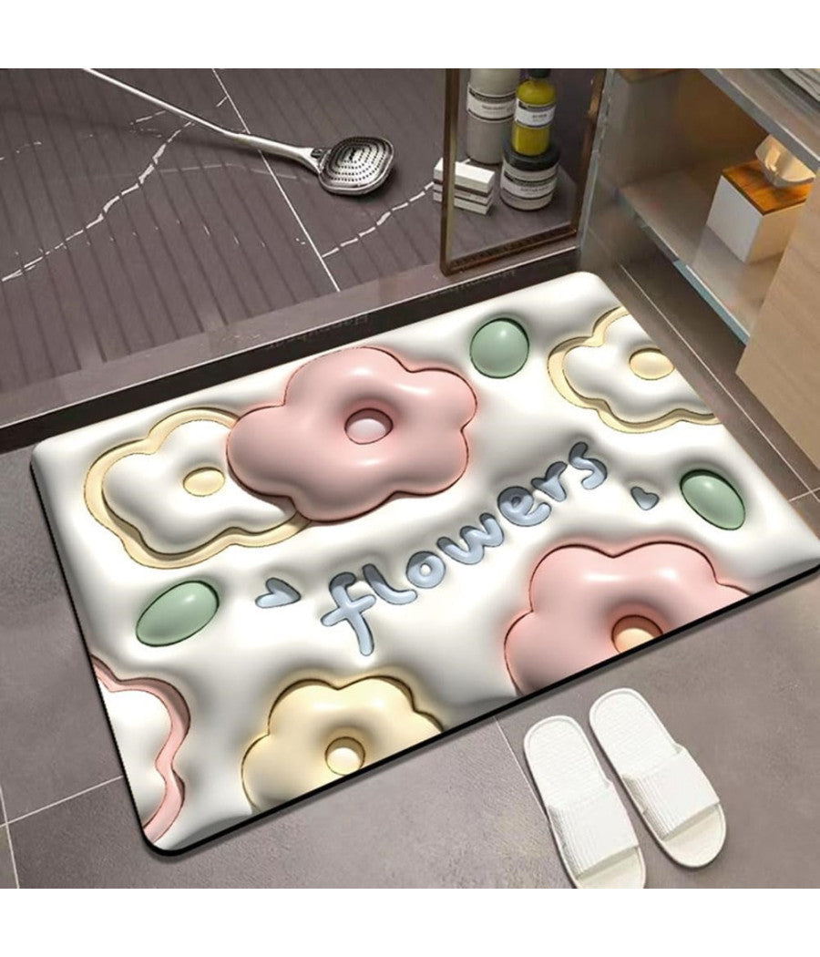Tappeto 3d Bagno Antiscivolo Asciugatura Rapida Morbido Assorbente 38x58cm 87223         