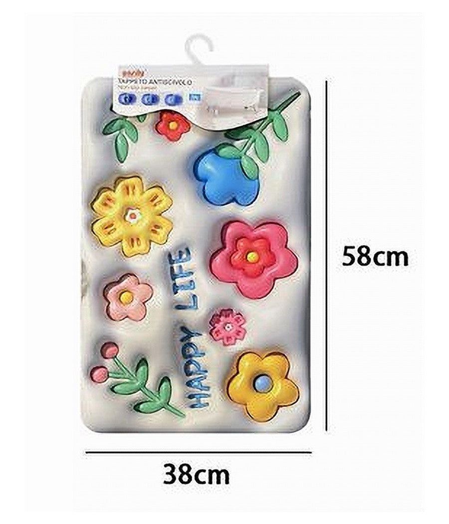 Tappeto 3d Bagno Antiscivolo Asciugatura Rapida Morbido Assorbente 38x58cm 87223         