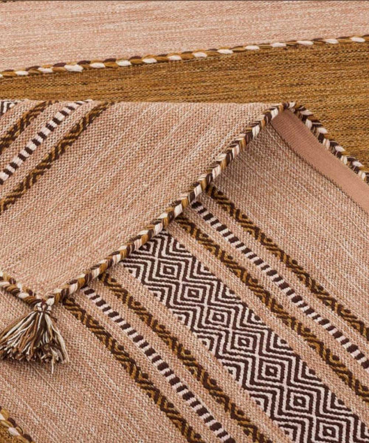 Tappeto ANTIQUE-KILIM cuoio tessuto a mano in cotone e ciniglia cm.120x180