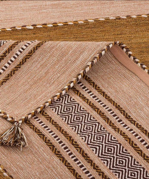 Tappeto ANTIQUE-KILIM cuoio tessuto a mano in cotone e ciniglia cm.60x280