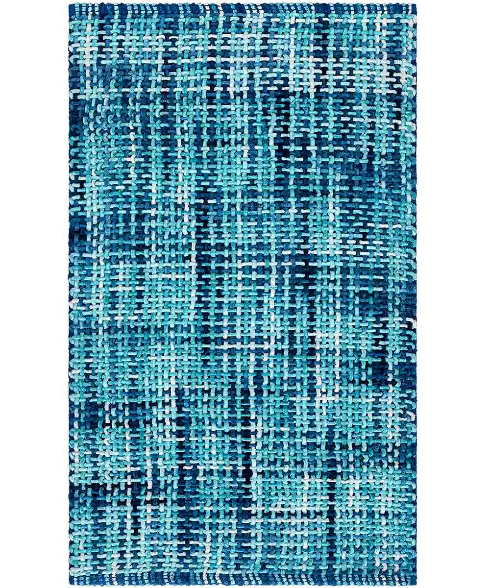 Parure tappeti bagno CRAZY BLU (1 pz cm.45x75 + 2 pz cm.40x45) in micorfibra misto cotone, morbidi antiscivolo lavabili in lavatrice, tappetini lavello sanitari
