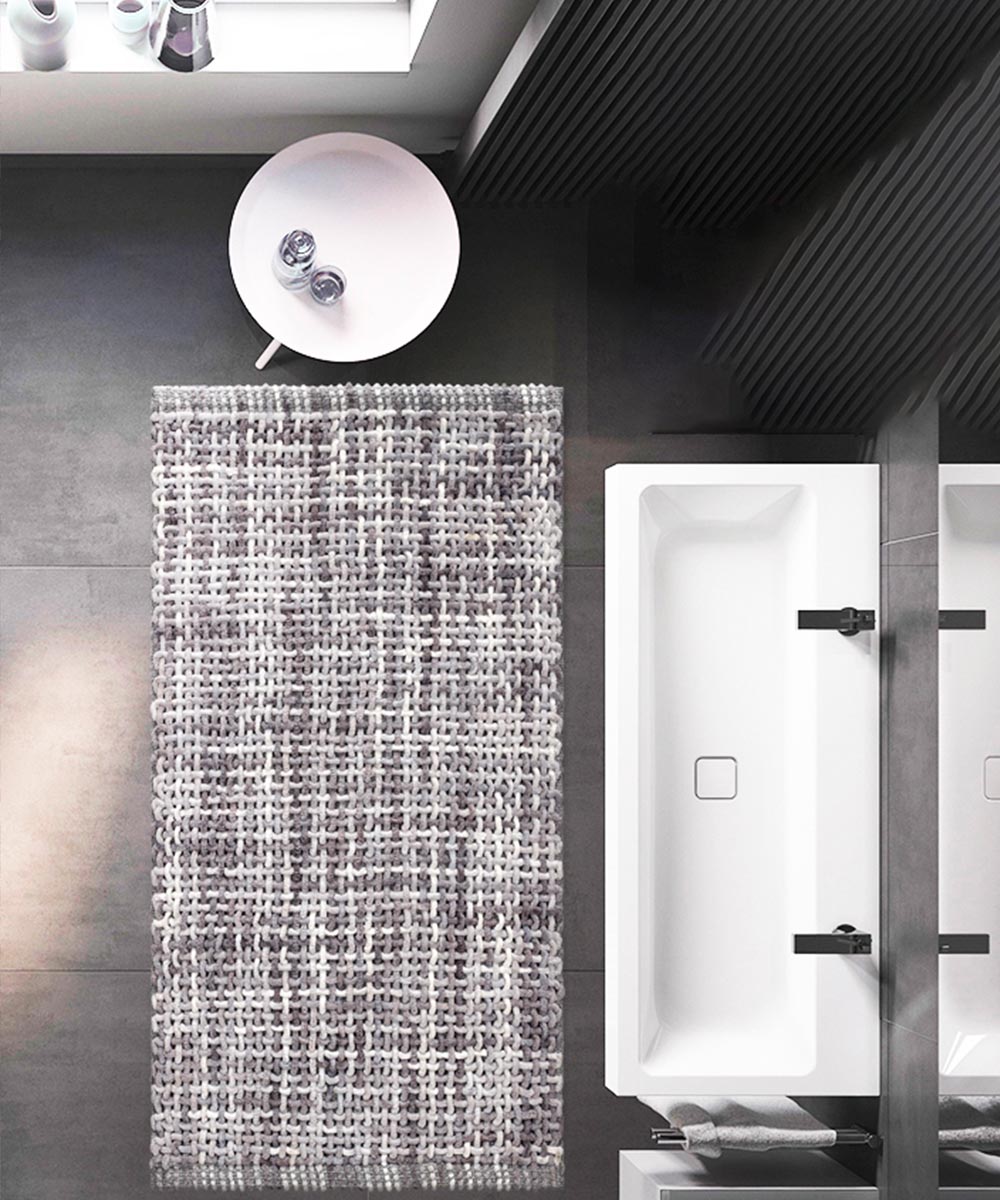 Tappeto bagno CRAZY GRIGIO in micorfibra misto cotone, morbido antiscivolo lavabile in lavatrice, tappetino lavabo sanitari bagno cm.50x80