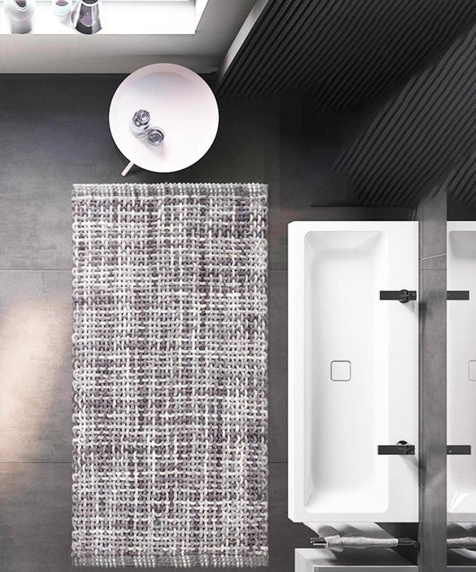 Tappeto bagno CRAZY GRIGIO in micorfibra misto cotone, morbido antiscivolo lavabile in lavatrice, tappetino lavabo sanitari bagno cm.50x80