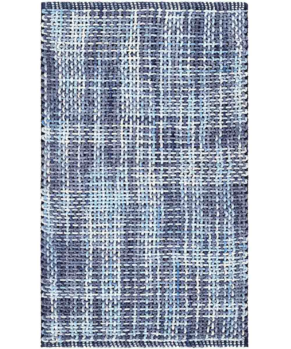 Parure tappeti bagno CRAZY AZZURRO (1 pz cm.45x75 + 2 pz cm.40x45) in micorfibra misto cotone, morbidi antiscivolo lavabili in lavatrice, tappetini lavello sanitari