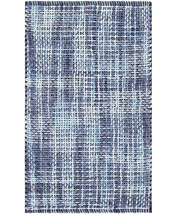 Parure tappeti bagno CRAZY AZZURRO (1 pz cm.45x75 + 2 pz cm.40x45) in micorfibra misto cotone, morbidi antiscivolo lavabili in lavatrice, tappetini lavello sanitari