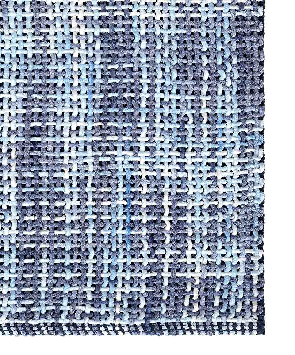 Parure tappeti bagno CRAZY AZZURRO (1 pz cm.45x75 + 2 pz cm.40x45) in micorfibra misto cotone, morbidi antiscivolo lavabili in lavatrice, tappetini lavello sanitari