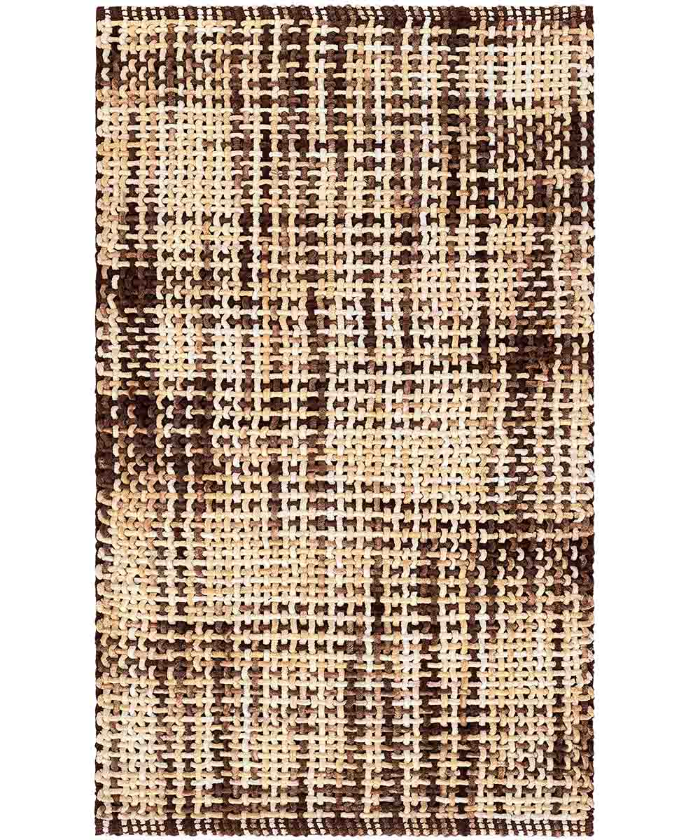 Parure tappeti bagno CRAZY MARRONE (1 pz cm.45x75 + 2 pz cm.40x45) in micorfibra misto cotone, morbidi antiscivolo lavabili in lavatrice, tappetini lavello sanitari