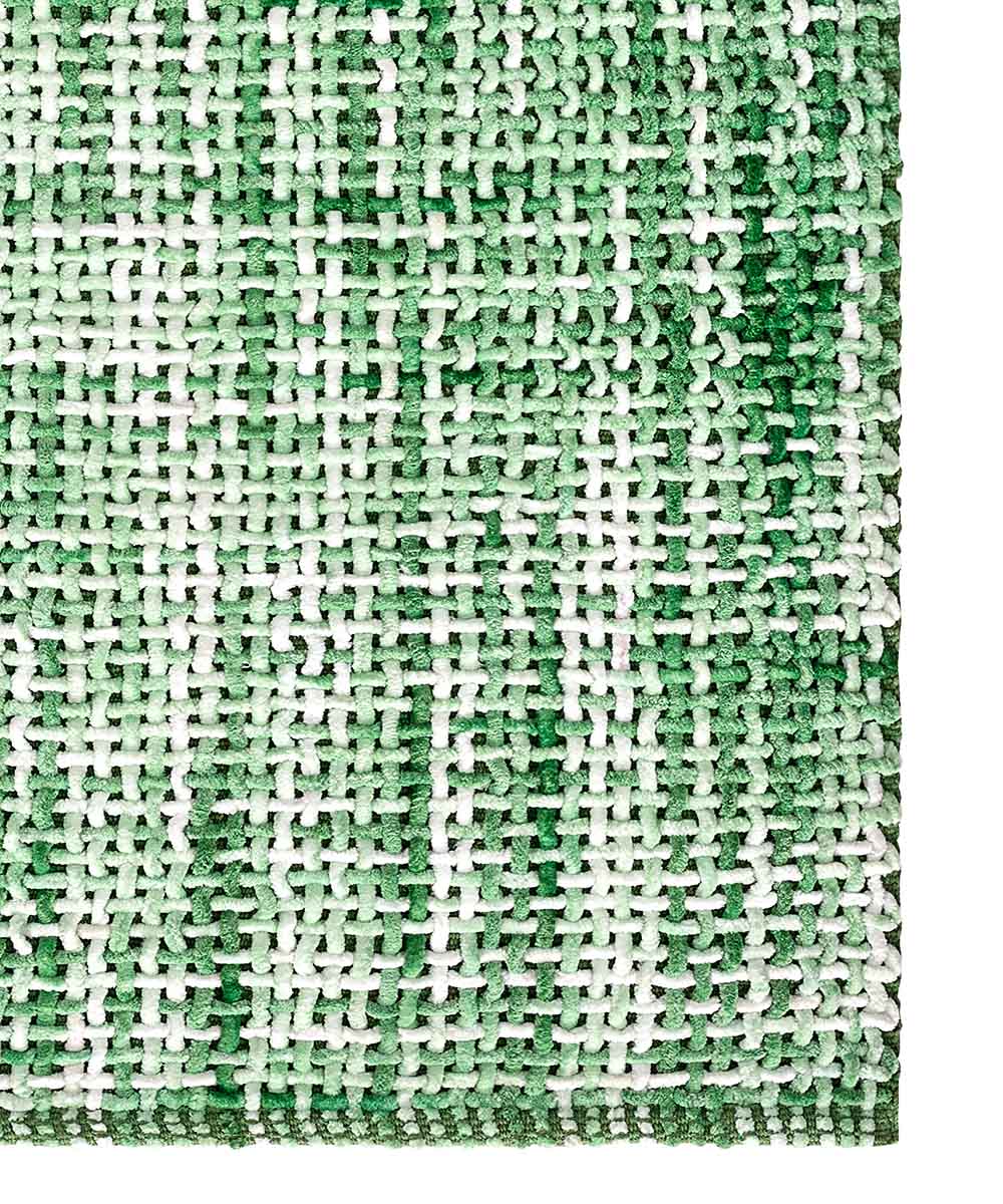 Parure tappeti bagno CRAZY VERDE (1 pz cm.45x75 + 2 pz cm.40x45) in micorfibra misto cotone, morbidi antiscivolo lavabili in lavatrice, tappetini lavello sanitari