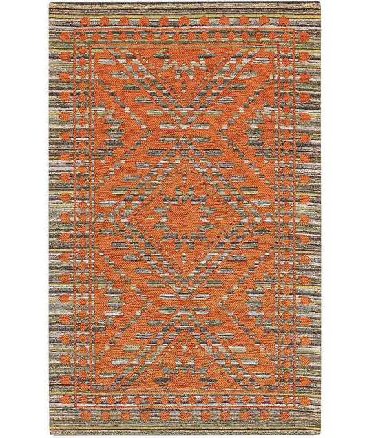 Tappeto Arredo KENYA ARANCIONE salotto soggiorno camera, disegno kilim etnico africano, multiuso lavabile antiscivolo cm.175x240