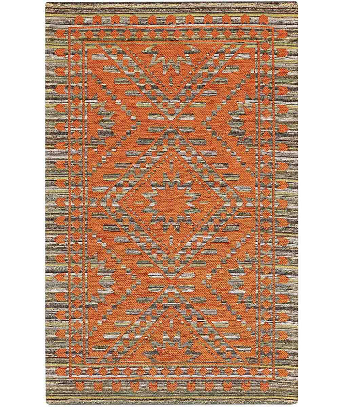 Tappeto Arredo KENYA ARANCIONE salotto soggiorno camera, disegno kilim etnico africano, multiuso lavabile antiscivolo cm.140x200