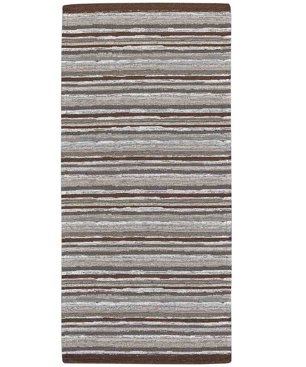 Tappeto passatoia moderno LAOS MARRONE disegno a righe multicolore, tappetino bagno ingresso multiuso lavabile antiscivolo cm.55x80
