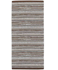 Tappeto passatoia moderno LAOS MARRONE disegno a righe multicolore, tappetino bagno ingresso multiuso lavabile antiscivolo cm.55x80