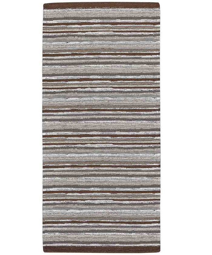 Tappeto passatoia moderno LAOS MARRONE disegno a righe multicolore, tappetino bagno ingresso multiuso lavabile antiscivolo cm.55x80