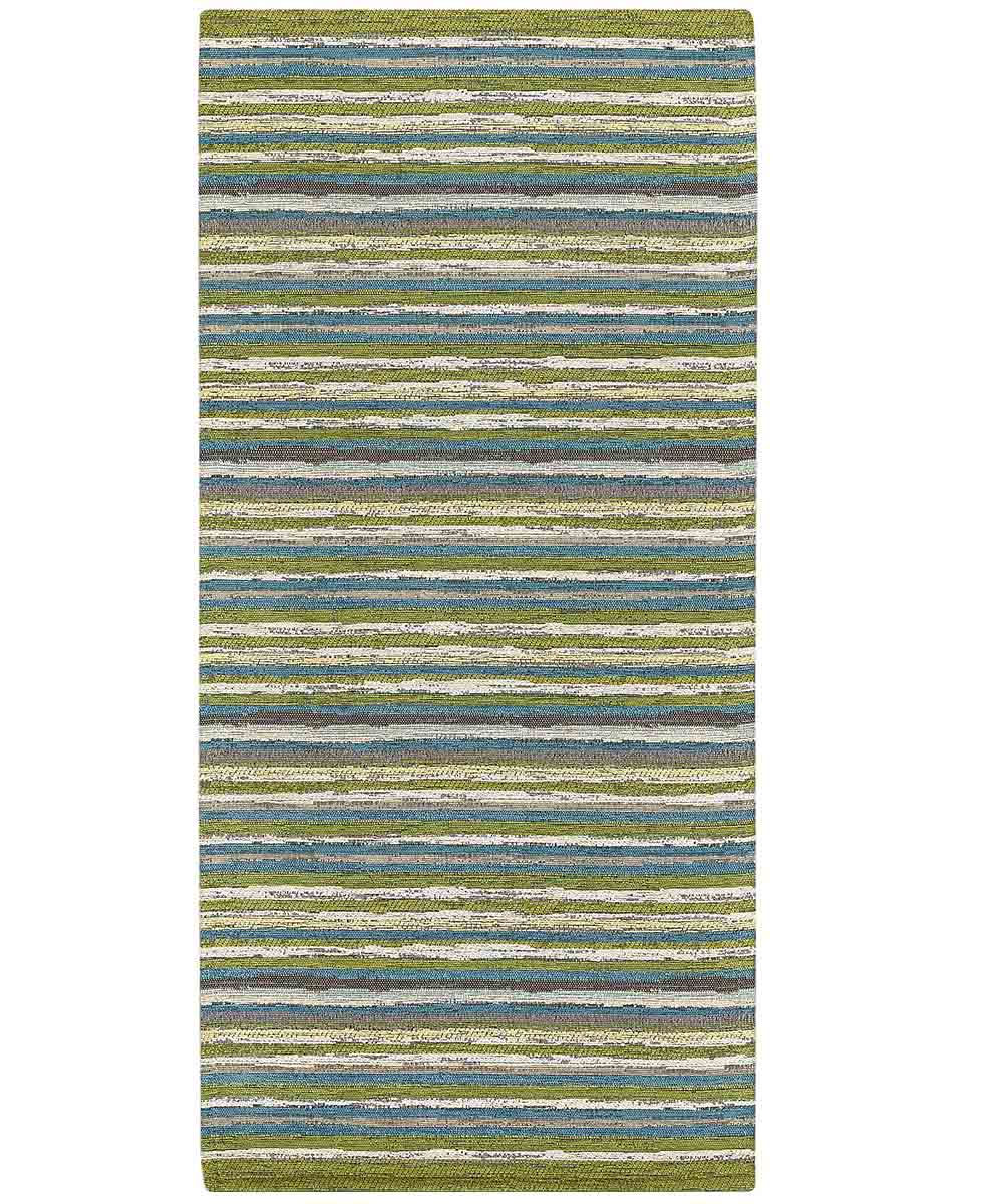Tappeto passatoia moderno LAOS VERDE disegno a righe multicolore, tappetino bagno ingresso multiuso lavabile antiscivolo cm.55x80