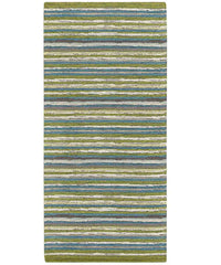 Tappeto passatoia moderno LAOS VERDE disegno a righe multicolore, tappetino bagno ingresso multiuso lavabile antiscivolo cm.55x80