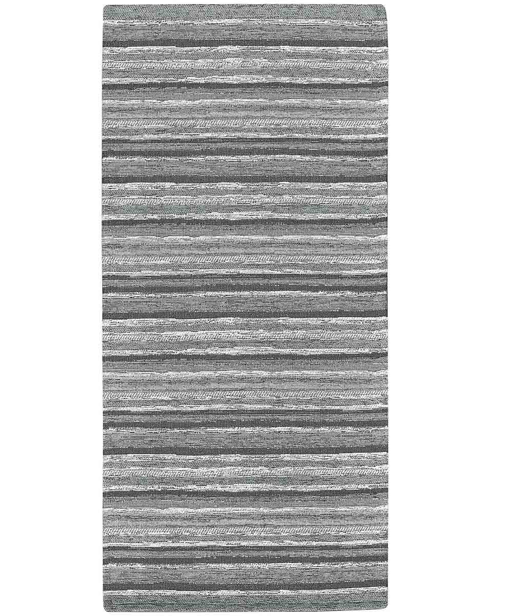 Tappeto passatoia moderno LAOS GRIGIO disegno a righe multicolore, tappetino bagno ingresso multiuso lavabile antiscivolo cm.55x80