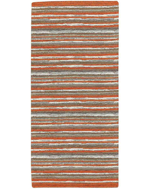 Tappeto passatoia moderno LAOS ARANCIONE disegno a righe multicolore, arredo cucina corridoio multiuso lavabile antiscivolo cm.55x115