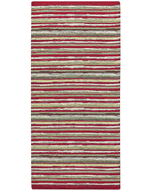 Tappeto passatoia moderno LAOS ROSSO disegno a righe multicolore, arredo cucina corridoio multiuso lavabile antiscivolo cm.55x140
