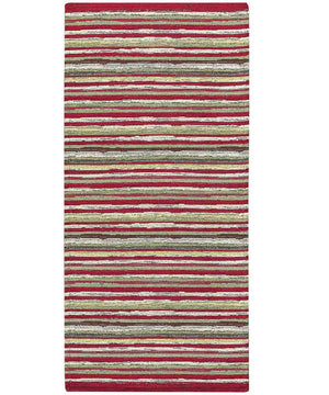 Tappeto passatoia moderno LAOS ROSSO disegno a righe multicolore, tappetino bagno ingresso multiuso lavabile antiscivolo cm.55x80