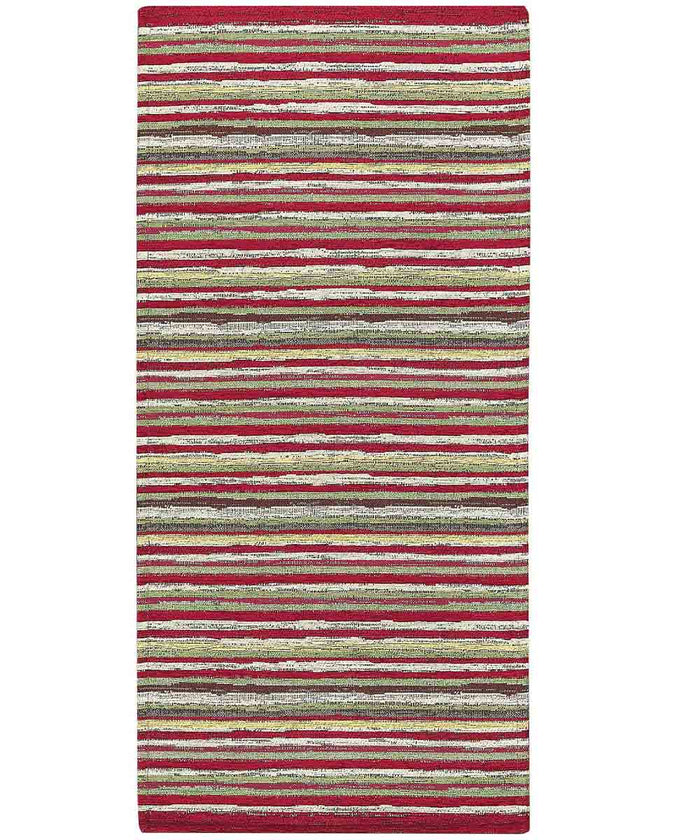 Tappeto passatoia moderno LAOS ROSSO disegno a righe multicolore, tappetino bagno ingresso multiuso lavabile antiscivolo cm.55x80