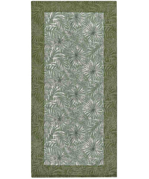 Tappeto passatoia moderno MALESIA VERDE disegno giungla tropicale natura foglie felci, arredo cucina corridoio multiuso lavabile antiscivolo cm.55x190