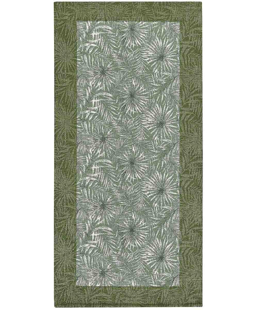Tappeto passatoia moderno MALESIA VERDE disegno giungla tropicale natura foglie felci, arredo cucina corridoio multiuso lavabile antiscivolo cm.55x190