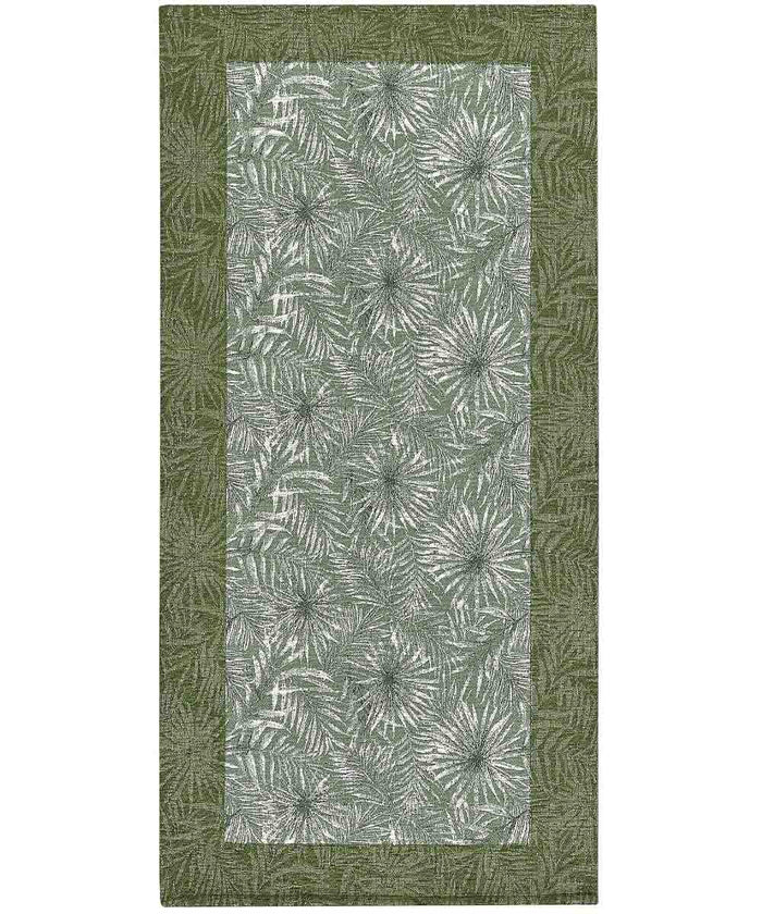 Tappeto passatoia moderno MALESIA VERDE disegno giungla tropicale natura foglie felci, arredo cucina corridoio multiuso lavabile antiscivolo cm.55x190