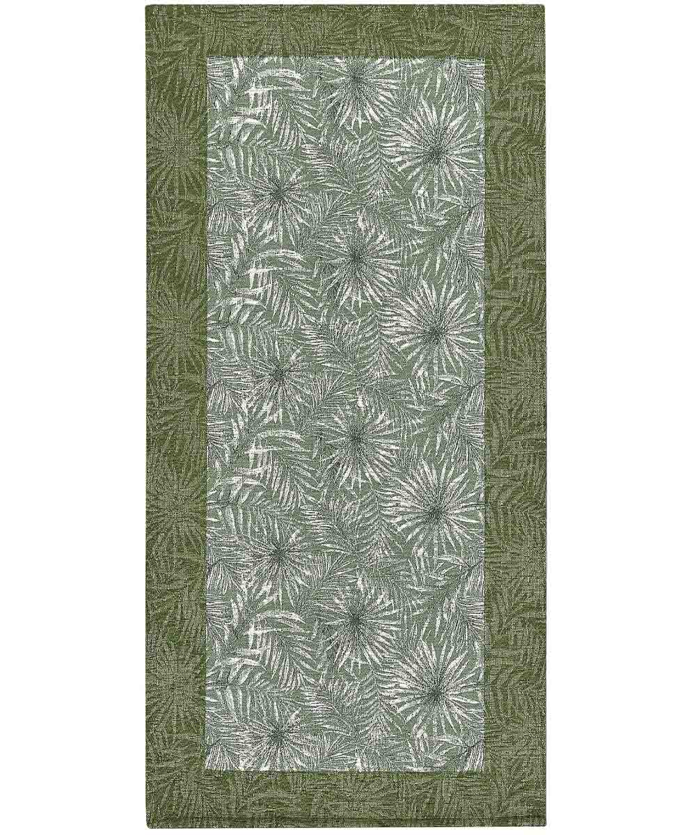 Tappeto passatoia moderno MALESIA VERDE disegno giungla tropicale natura foglie felci, tappetino bagno ingresso multiuso lavabile antiscivolo cm.55x80
