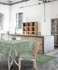 Tappeto passatoia moderno MALESIA VERDE disegno giungla tropicale natura foglie felci, tappetino bagno ingresso multiuso lavabile antiscivolo cm.55x80