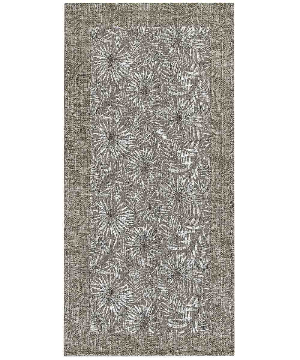 Tappeto passatoia moderno MALESIA FANGO disegno giungla tropicale natura foglie felci, arredo cucina corridoio multiuso lavabile antiscivolo cm.55x140