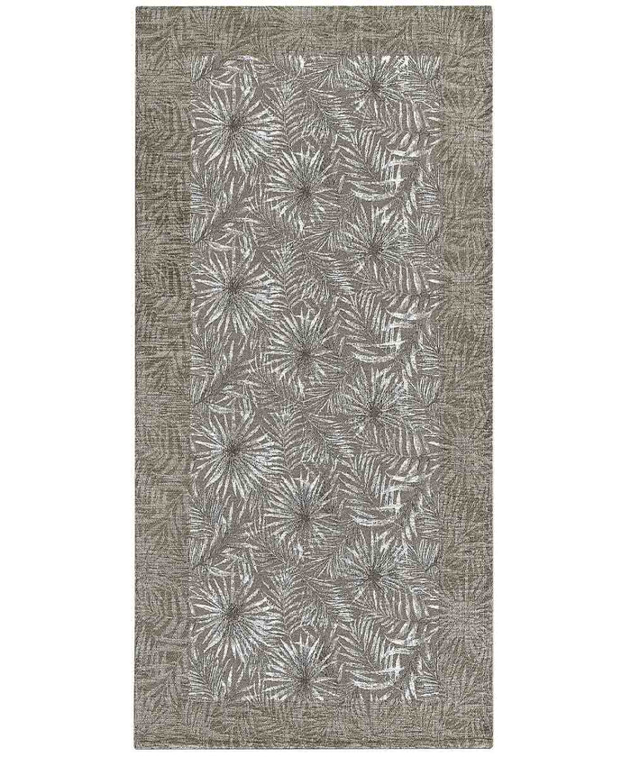 Tappeto passatoia moderno MALESIA FANGO disegno giungla tropicale natura foglie felci, arredo cucina corridoio multiuso lavabile antiscivolo cm.55x140