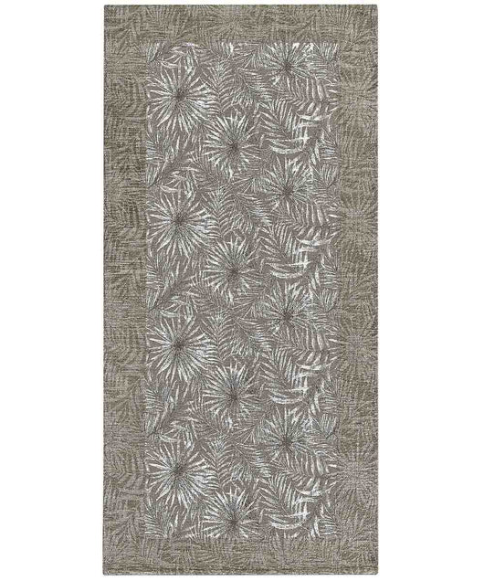 Tappeto passatoia moderno MALESIA FANGO disegno giungla tropicale natura foglie felci, arredo cucina corridoio multiuso lavabile antiscivolo cm.55x240