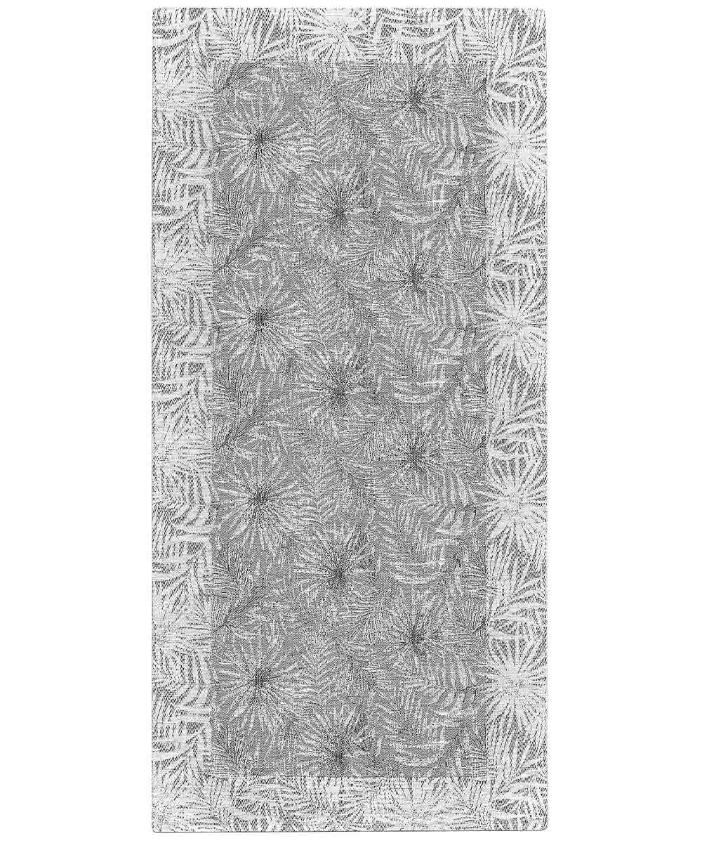 Tappeto passatoia moderno MALESIA GRIGIO PERLA disegno giungla tropicale natura foglie felci, arredo cucina corridoio multiuso lavabile antiscivolo cm.55x140