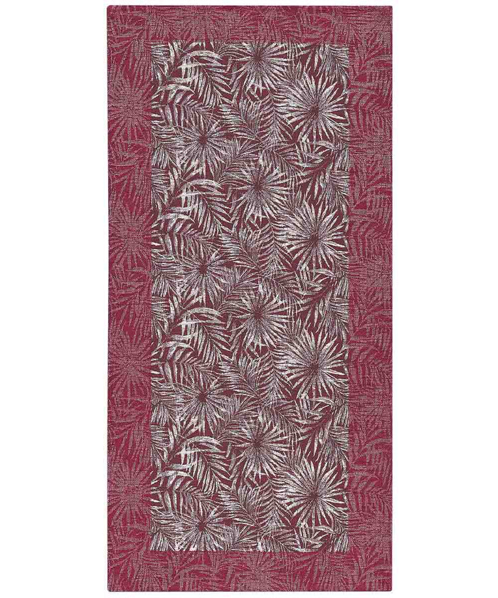 Tappeto passatoia moderno MALESIA VIOLA disegno giungla tropicale natura foglie felci, arredo cucina corridoio multiuso lavabile antiscivolo cm.55x280