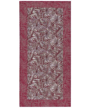 Tappeto passatoia moderno MALESIA VIOLA disegno giungla tropicale natura foglie felci, arredo cucina corridoio multiuso lavabile antiscivolo cm.55x190